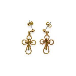 Sarah Coventry Serenity Cross Earrings Gold Tone Dangle Pierced Petite Vintage
